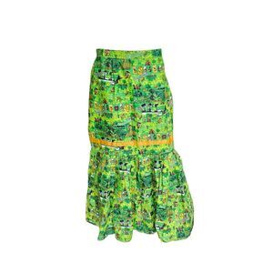70s euro vintage graphic maxi skirt